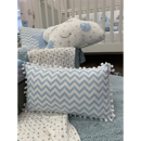 Εικόνα της Μαξιλάρι Handmade Chevron Blue Pom-Pon