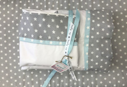 Εικόνα της Σεντόνια Κούνιας Handmade Stars Aqua-Grey