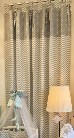 Εικόνα της Κουρτίνα Handmade Chevron Grey - Stars