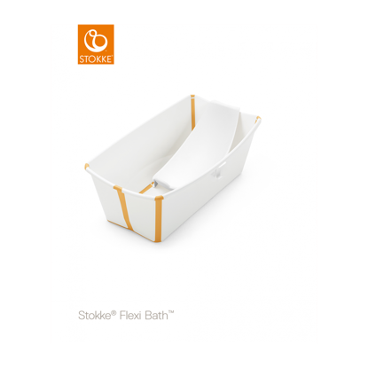 Εικόνα της Stokke Flexi Bath με βάση για νεογέννητο και θερμοευαίσθητη βαλβίδα white yelllow