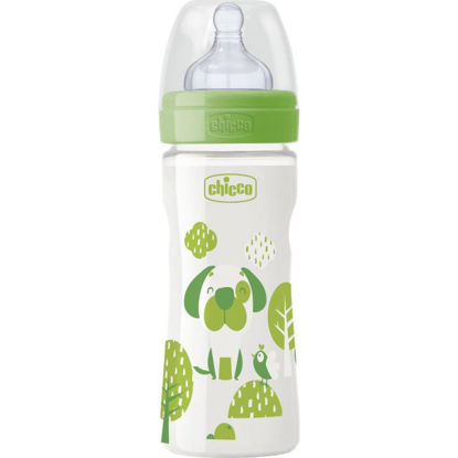 Εικόνα της Chicco Nature Glass Well Being Γυάλινο Μπιμπερό Θηλή Σιλικόνης Green Dod 0m+ 240ml