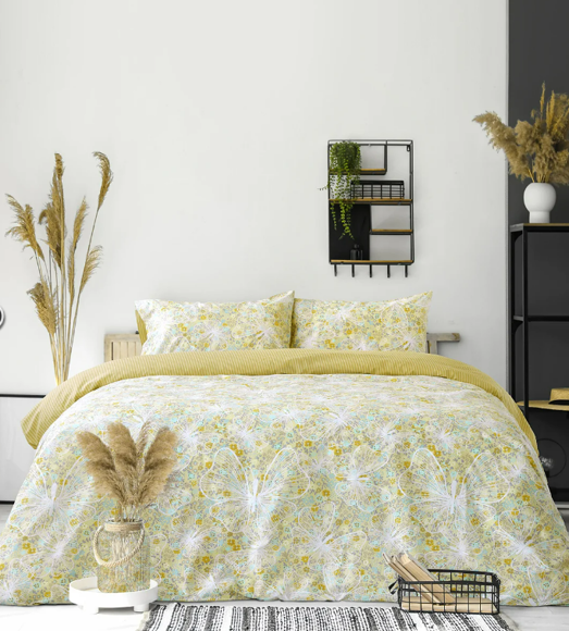Εικόνα της Σετ Σεντόνια Υπέρδιπλα Kocoon Papillon Yellow με λάστιχο