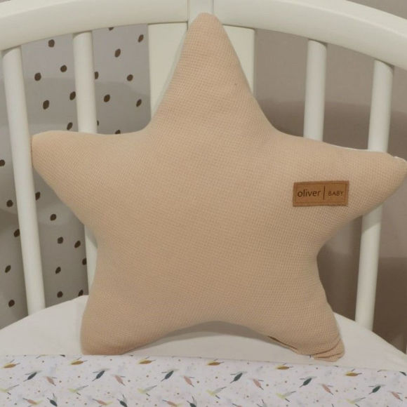 Εικόνα της Baby Oliver Διακοσμητικό Μαξιλάρι Διπλής Όψης Des. 404 Αστέρι Μπεζ