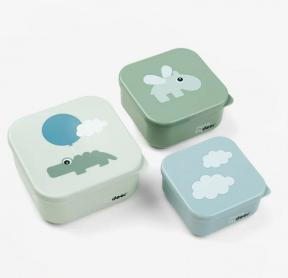 Εικόνα της Done By Deer Σετ Φαγητού 3τεμ snack box happy clouds – green