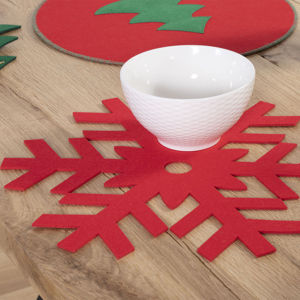 Εικόνα της Σετ 2τμχ Χριστουγεννιάτικα Σουπλά   Felt Snowflake Red