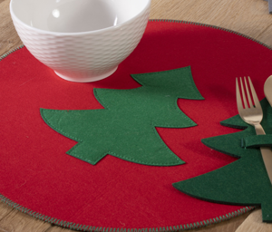 Εικόνα της Σετ 2τμχ Χριστουγεννιάτικα Σουπλά   Felt Christmas Red