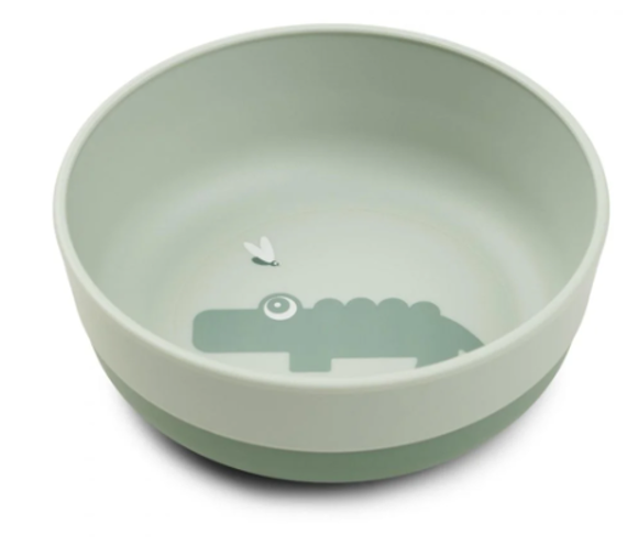 Εικόνα της Παιδικό Μπωλ Με Αντιολισθιτική Βάση Happy Clouds Croco Green Done By Deer