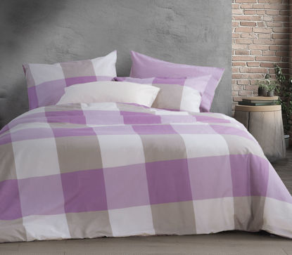 Εικόνα της ΣΕΤ ΣΕΝΤΟΝΙΑ ΒΑΜΒΑΚΕΡΑ ΜΟΝΑ CASUAL CHECK MAUVE 170X270