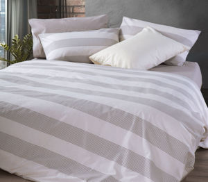 Εικόνα της ΣΕΤ ΣΕΝΤΟΝΙΑ ΒΑΜΒΑΚΕΡΑ ΜΟΝΑ CASUAL STRIPE ECRU 170X270