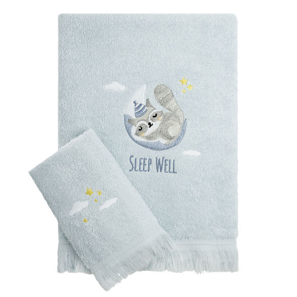 Εικόνα της Σετ Βρεφικές Πετσέτες (2τμχ) Nima Sleepy Racoon 400gsm