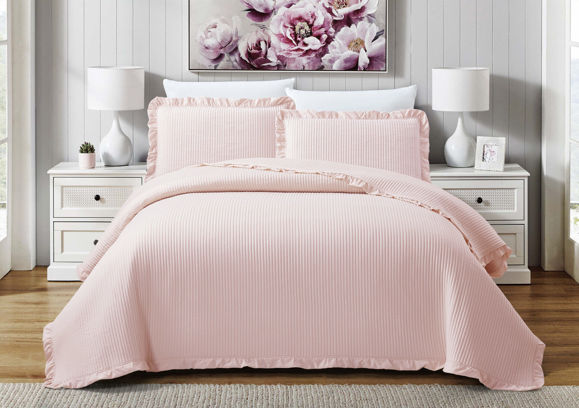 Εικόνα της Κουβερλί King Size με Βολάν 260x240 LIOLIOS HOME Armony Pink