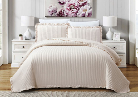 Εικόνα της Κουβερλί King Size με Βολάν 260x240 LIOLIOS HOME Armony Beige