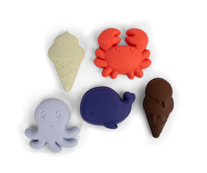 Εικόνα της Σετ Καλούπια Σιλικόνης Filibabba – Silicone Sand Toys 5 pieces – Blue Mix