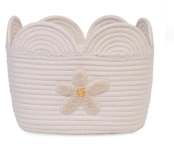 Εικόνα της Καλάθι Αποθήκευσης Flower Off White 30x20x15cm Childhome