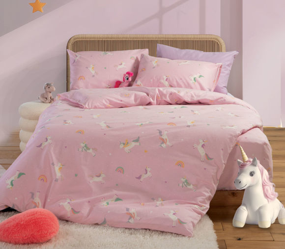 Εικόνα της ΠΑΙΔΙΚΗ ΣΕΤ ΠΑΠΛΩΜΑΤΟΘΗΚΗ ΜΟΝΗ UNICORNS STYLE 160Χ240