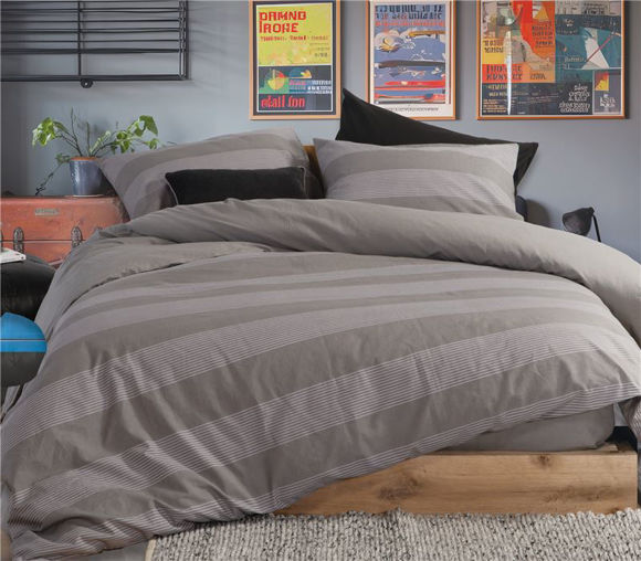 Εικόνα της ΣΕΤ ΣΕΝΤΟΝΙΑ ΒΑΜΒΑΚΕΡΑ ΔΙΠΛΑ CASUAL STRIPE DARK GREY 200Χ270