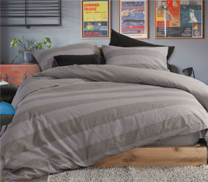 Εικόνα της ΣΕΤ ΣΕΝΤΟΝΙΑ ΒΑΜΒΑΚΕΡΑ ΥΠΕΡΔΙΠΛΑ CASUAL STRIPE DARK GREY 240Χ270