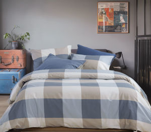 Εικόνα της ΣΕΤ ΠΑΠΛΩΜΑΤΟΘΗΚΗ ΒΑΜΒΑΚΕΡΗ ΥΠΕΡΔΙΠΛΗ CASUAL CHECK DENIM 240Χ230