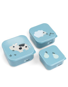 Εικόνα της Παιδικά Snack Box Tiny Farm Blue 3 τεμ (240 ml, 370 ml, 540 ml)Done By Deer