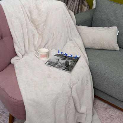 Εικόνα της Γούνινο Διακοσμητικό Ριχτάρι 130x170 Pol Rugs & Mats Rabbit Ivory