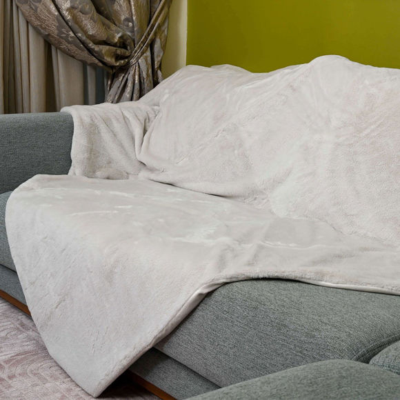 Εικόνα της Γούνινο Ριχτάρι Τριθέσιου Καναπέ (180x280) Pol Rugs & Mats Rabbit Ivory