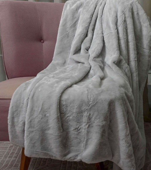 Εικόνα της Γούνινο Ριχτάρι Τριθέσιου Καναπέ (180x280) Pol Rugs & Mats Rabbit Silver