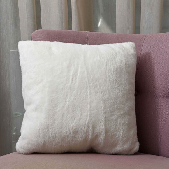 Εικόνα της Γούνινο Διακοσμητικό Μαξιλάρι (45x45) Pol Rugs & Mats Rabbit Cream