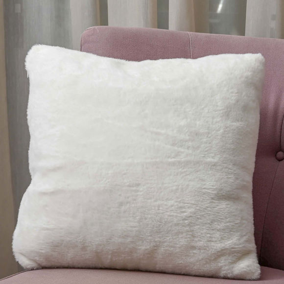 Εικόνα της Γούνινο Διακοσμητικό Μαξιλάρι (70x70) Pol Rugs & Mats Rabbit Cream