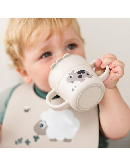 Εικόνα της Παιδικό Ποτήρι Εκπαιδευτικό Με Λαβές Από Πλαστικό Tiny Farm Sand+0μ 215 ml Done By Deer