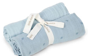 Εικόνα της Σετ 2 πανάκια αγκαλιάς από μουσελίνα Pure Denim Blue 70x70