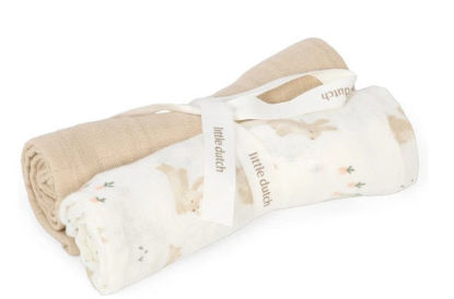 Εικόνα της Σετ 2 πανάκια αγκαλιάς από μουσελίνα Baby Bunny 70x70