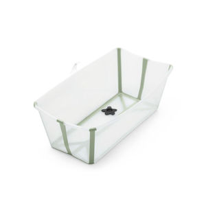Εικόνα της Stokke Flexi Bath Μπάνιο Με Θερμοευαίσθητη Βαλβίδα Transparent Green & Stokke flexi bath βάση grey