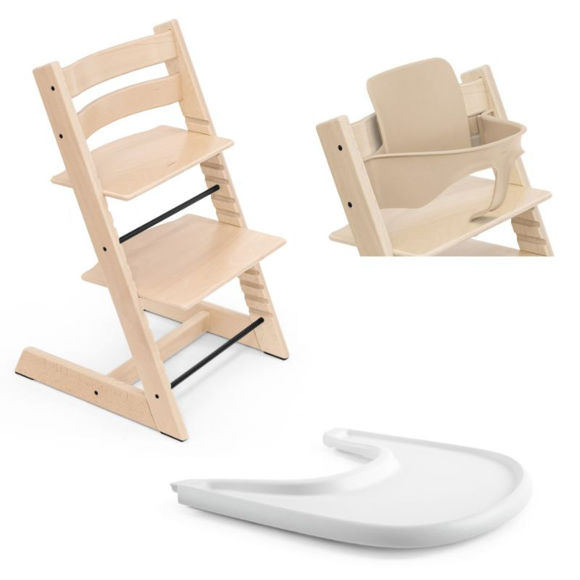 Εικόνα της Stokke Tripp Trapp Bundle Καρέκλα Με Baby Set² Natural Και Tray Δίσκο White