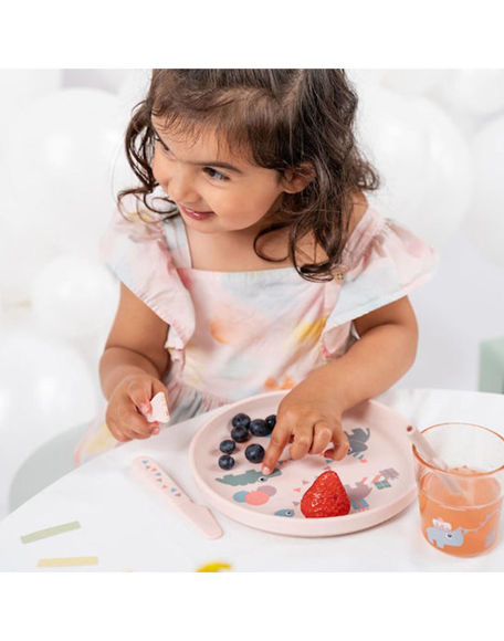 Εικόνα της Done by Deer Σετ Φαγητού από Σιλικόνη Ροζ 3τμχ για 6+ μηνών