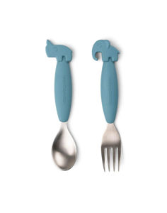 Εικόνα της Done by Deer Βρεφικό Σετ με Πιρούνι Easy-Grip από Σιλικόνη Μπλε 2τμχ