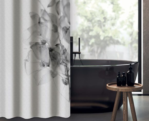 Εικόνα της Κουρτίνα Μπάνιου Des 118 Grey με Κρίκους 180x200