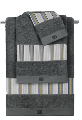 Εικόνα της Σετ 3τμχ Πετσέτες Pinstripe Grey-Anthracite Guy Laroche