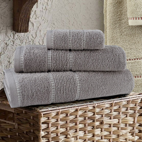 Εικόνα της Σετ Πετσέτες Μπάνιου (3τμχ) Nima Pivot Grey 450gsm