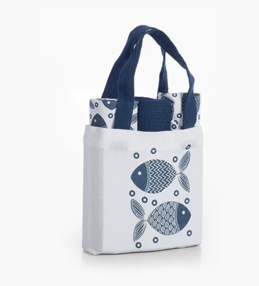 Εικόνα της Σετ Τσαντάκι Με Ποτηρόπανα 3τμχ  Spars Blue