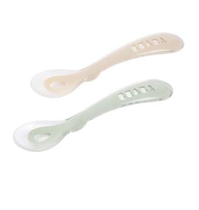 Εικόνα της Κουτάλι σιλικόνης 2nd age (2 τεμ) με κουτί μεταφοράς Clay/Misty Green