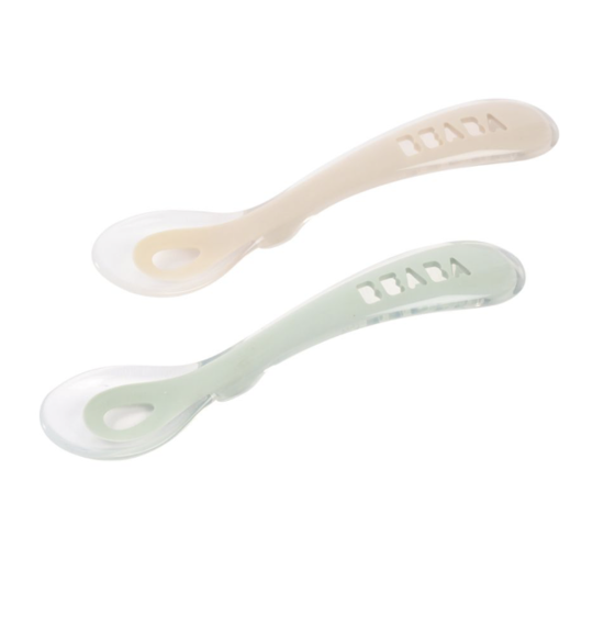 Εικόνα της Κουτάλι σιλικόνης 2nd age (2 τεμ) με κουτί μεταφοράς Clay/Misty Green
