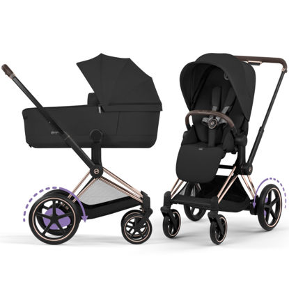 Εικόνα της Cybex e-Priam 5 Comfort Stroller 2-in-1 2026 – Frame Rosegold – Seat Pack Sepia Black