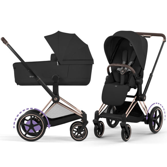 Εικόνα της Cybex e-Priam 5 Comfort Stroller 2-in-1 2026 – Frame Rosegold – Seat Pack Sepia Black