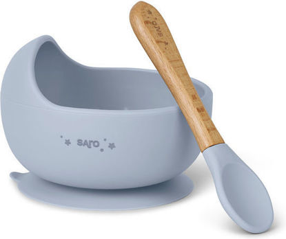 Εικόνα της Saro Nordic Wave Σιλικονούχο Σετ Μπολάκι Με Βεντούζα Και Κουταλάκι 2 τμχ Για 4+ Μηνών Ciel