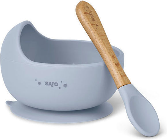 Εικόνα της Saro Nordic Wave Σιλικονούχο Σετ Μπολάκι Με Βεντούζα Και Κουταλάκι 2 τμχ Για 4+ Μηνών Ciel