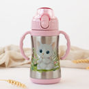 Εικόνα της Kiokids Γατάκι Παιδικό Παγούρι Θερμός Ανοξείδωτο με Καλαμάκι Ροζ 280ml