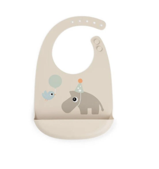 Εικόνα της Done By Deer Αδιάβροχη Σαλιάρα Σιλικόνης με Τσέπη Μπεζ