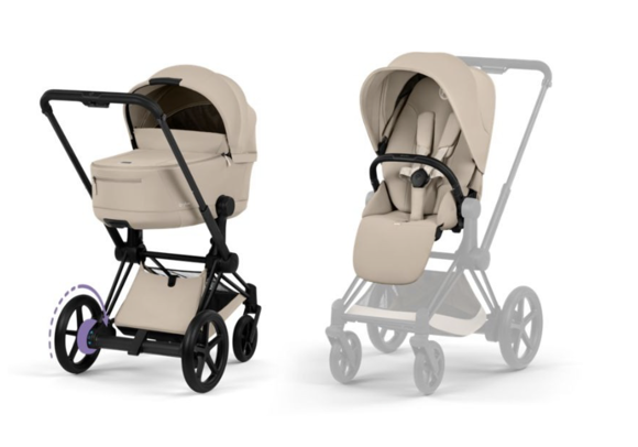 Εικόνα της Cybex e-Priam Comfort Σύστημα Μεταφοράς 2-Σε-1 Με Πτυσσόμενο Πορτ Μπεμπέ Cozy Beige | beige Με Σκελετό Matt Black | black