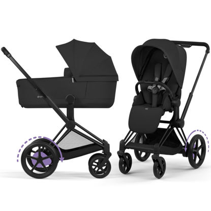 Εικόνα της Cybex e-Priam 5 Comfort Stroller 2-σε-1 Καρότσι και πτυσσόμενο Πορτ μπεμπέ – Frame Matt Black – Seat Pack Sepia Black