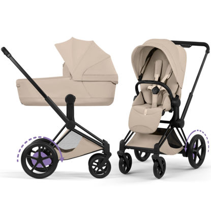 Εικόνα της Cybex e-Priam 5 Comfort Σύστημα Μεταφοράς 2-Σε-1 Καρότσι και πτυσσόμενο Πορτ Μπεμπέ Cozy Beige | beige Με Σκελετό Matt Black | black